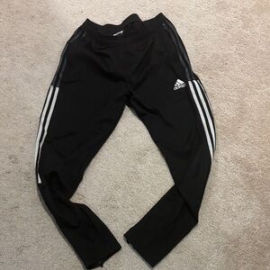 Adidas Kids Black Joggers with White Stripes